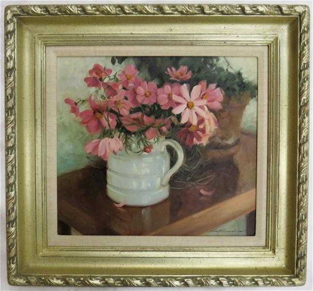 Appraisal: TOM BROWNING OIL ON BOARD Oregon born Daily Bouquet still-life