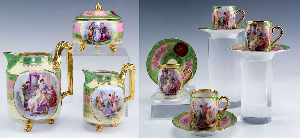 Appraisal: Elegant Vienna Porcelain Figural Decorated Tea Set Vienna porcelain tea