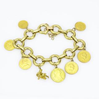 Appraisal: Vintage Karat Yellow Gold Charm Bracelet with Seven Gold Coins