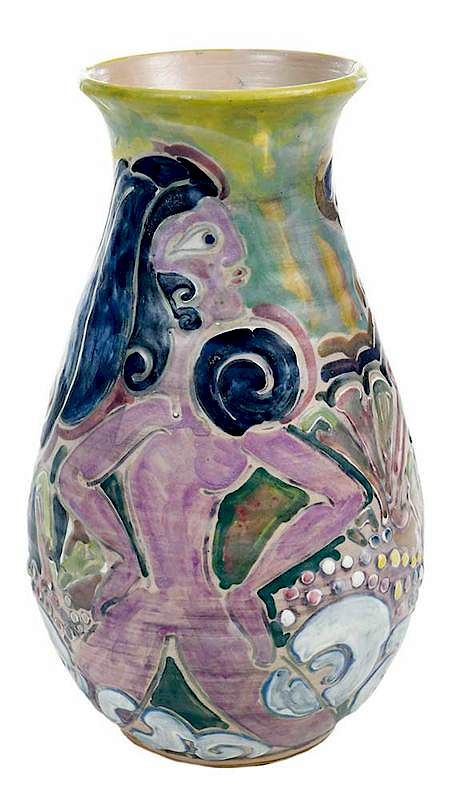 Appraisal: Shearwater Pottery Vase Mississippi thrown by Jim Anderson decorated by