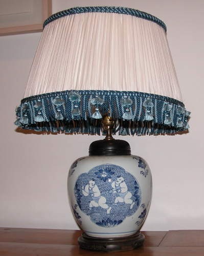 Appraisal: Chinese Decorated Blue and White Porcelain Table Lamp th Century