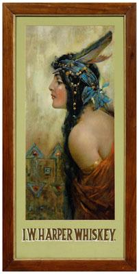 Appraisal: E W Harper whiskey poster Native American woman chromolithograph heightened