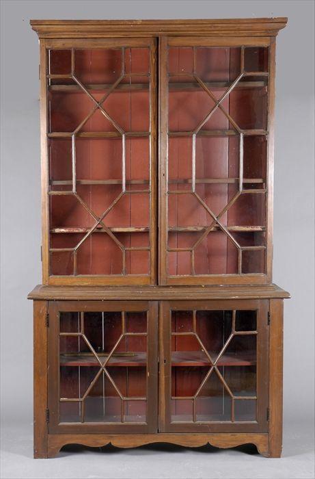 Appraisal: George III-Style Stained Pine Bookcase Cabinet x x in