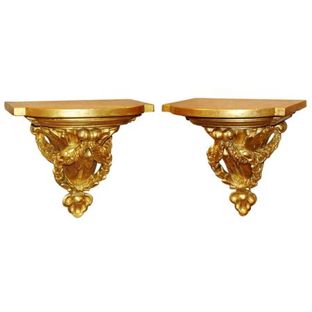 Appraisal: Pair of Neoclassical Style Gilt-Wood Brackets Estimate nbsp nbsp nbsp