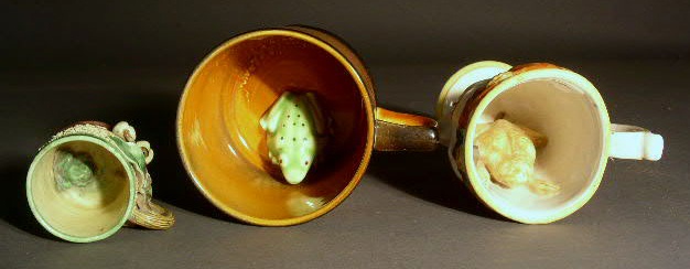 Appraisal: Three ceramic frog mugs h