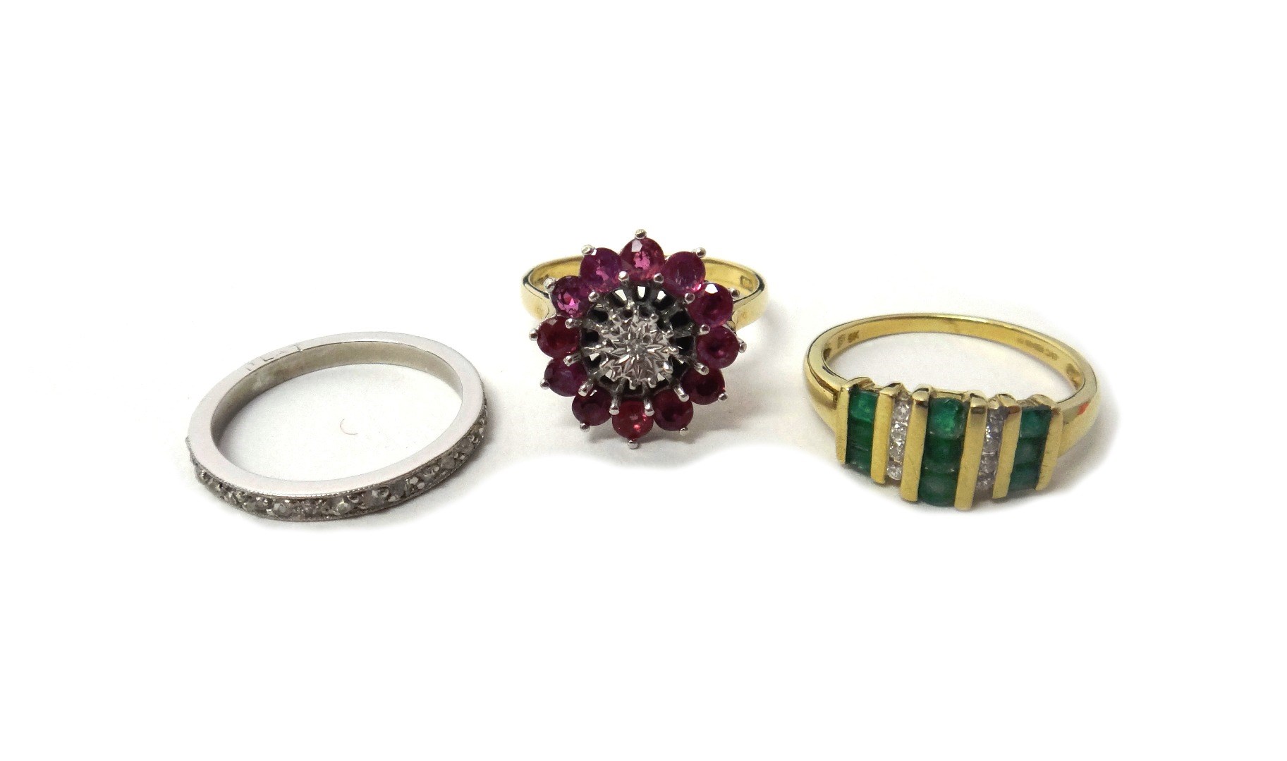 Appraisal: A ct gold emerald and diamond set ring mounted with