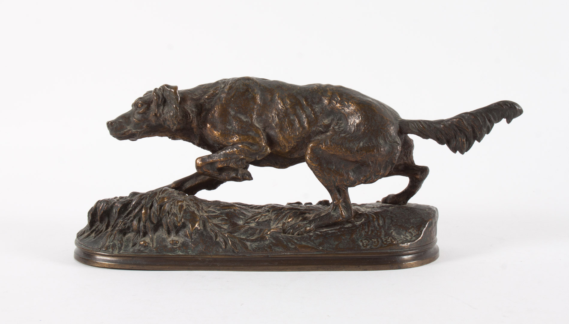 Appraisal: Pierre-Jules Mene Pointer dog bronze French - Modeled as hunting