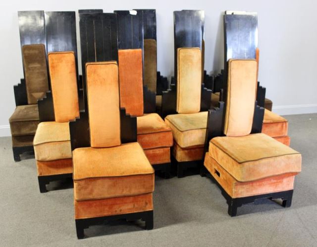 Appraisal: Set of Mont Style Midcentury Highback Chairs With cushion seats