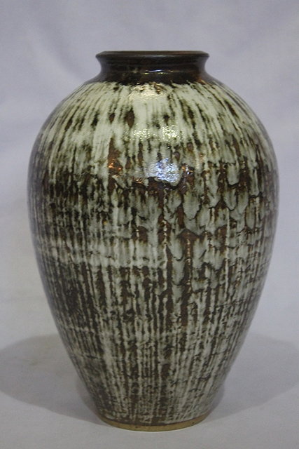 Appraisal: A BARBARA CASS STUDIO POTTERY STONEWARE VASE with speckled tenmoku