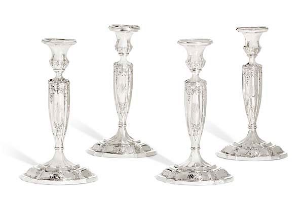 Appraisal: Four Gorham weighted sterling candlesticks A set of four American