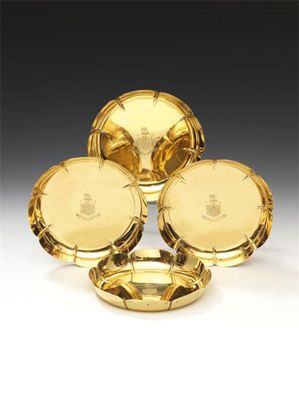 Appraisal: A set of four George II silver-gilt strawberry dishes maker's