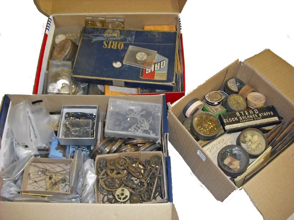 Appraisal: Small selection of watch dials and two pocket watch movements