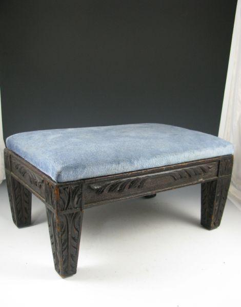 Appraisal: Carved Footstool ca oak with acanthus carved tapered leg Loose