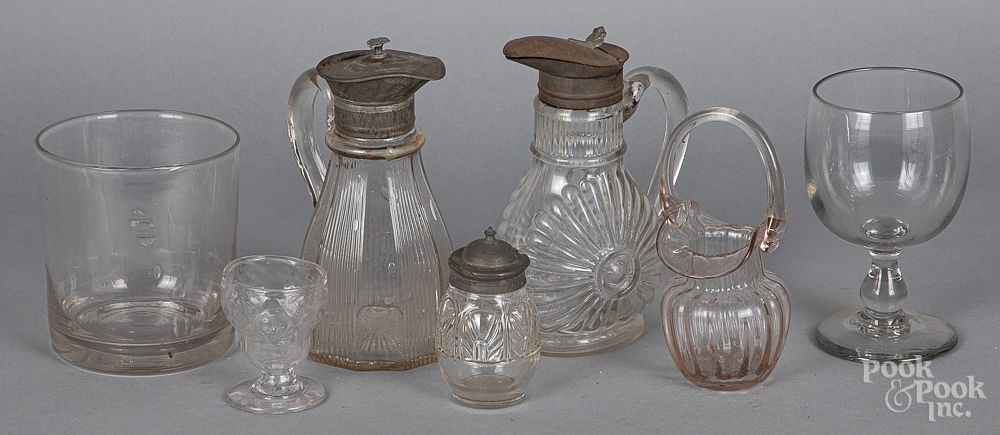 Appraisal: Early colorless glass Early colorless glass tallest - Condition Large