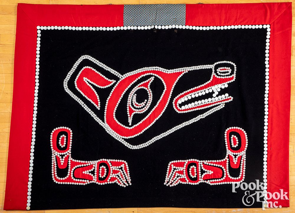 Appraisal: Northwest Coast button blanket Northwest Coast button blanket with wolf