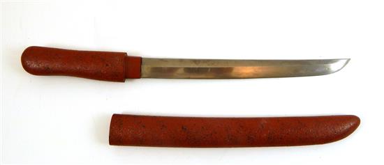 Appraisal: ASIAN th C Japanese tanto sword with plain red lacquered