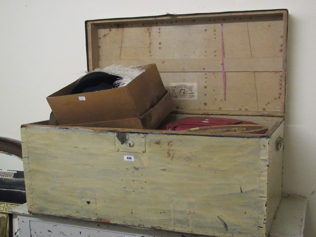 Appraisal: Blanket box containing dress hats and sundries