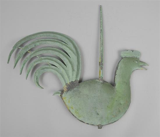 Appraisal: MOLDED AND SHEET COPPER CROWING ROOSTER WEATHERVANE th century with