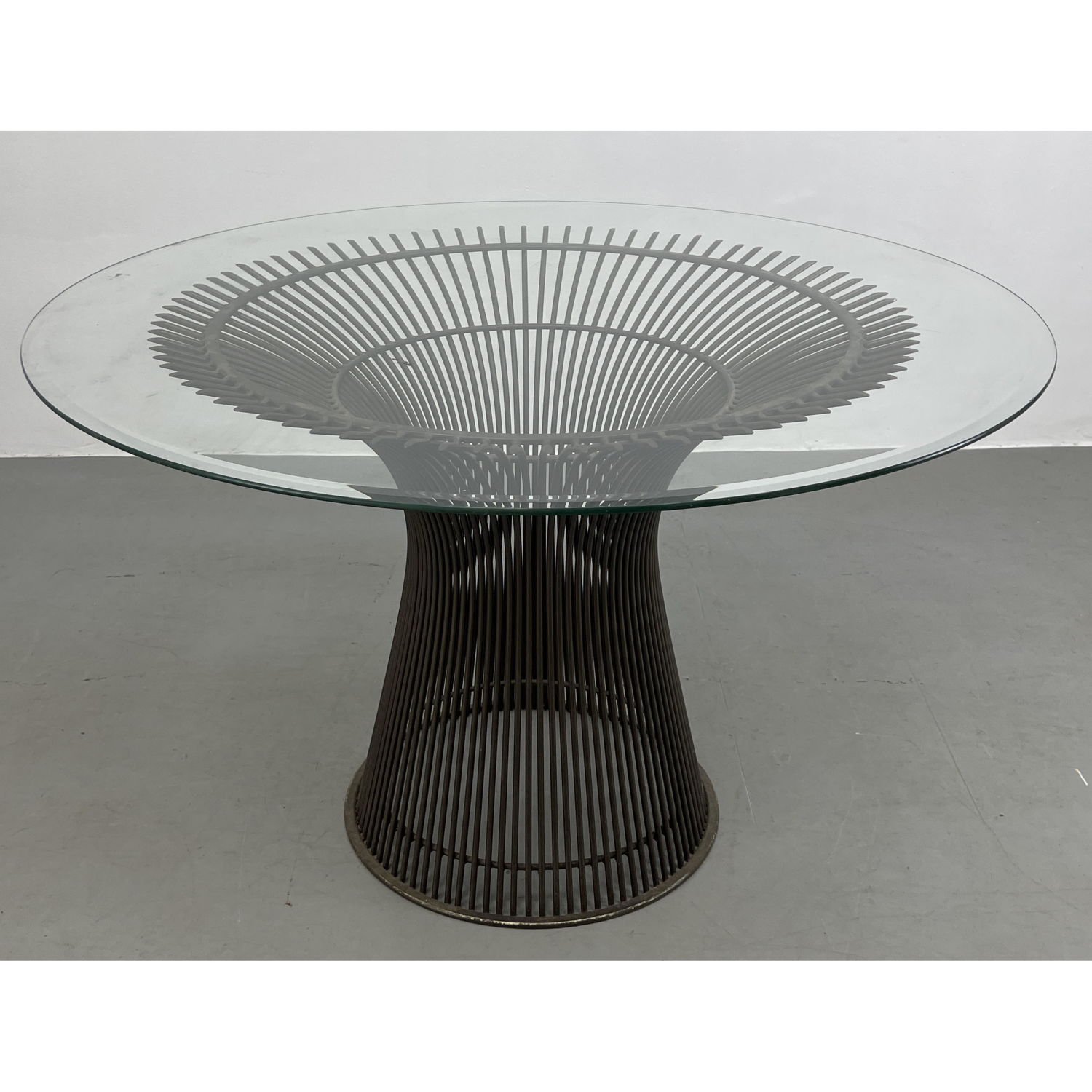 Appraisal: Warren Platner Bronze Finish Dining Table Glass top Dimensions H