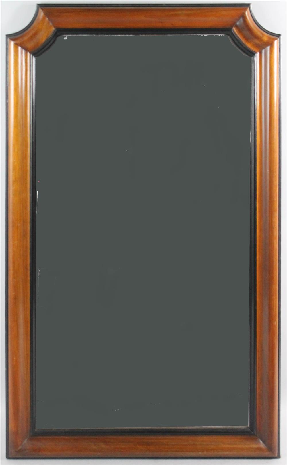 Appraisal: LATE TH C EBONIZED MAHOGANY MIRROR the shaped rectangular frame