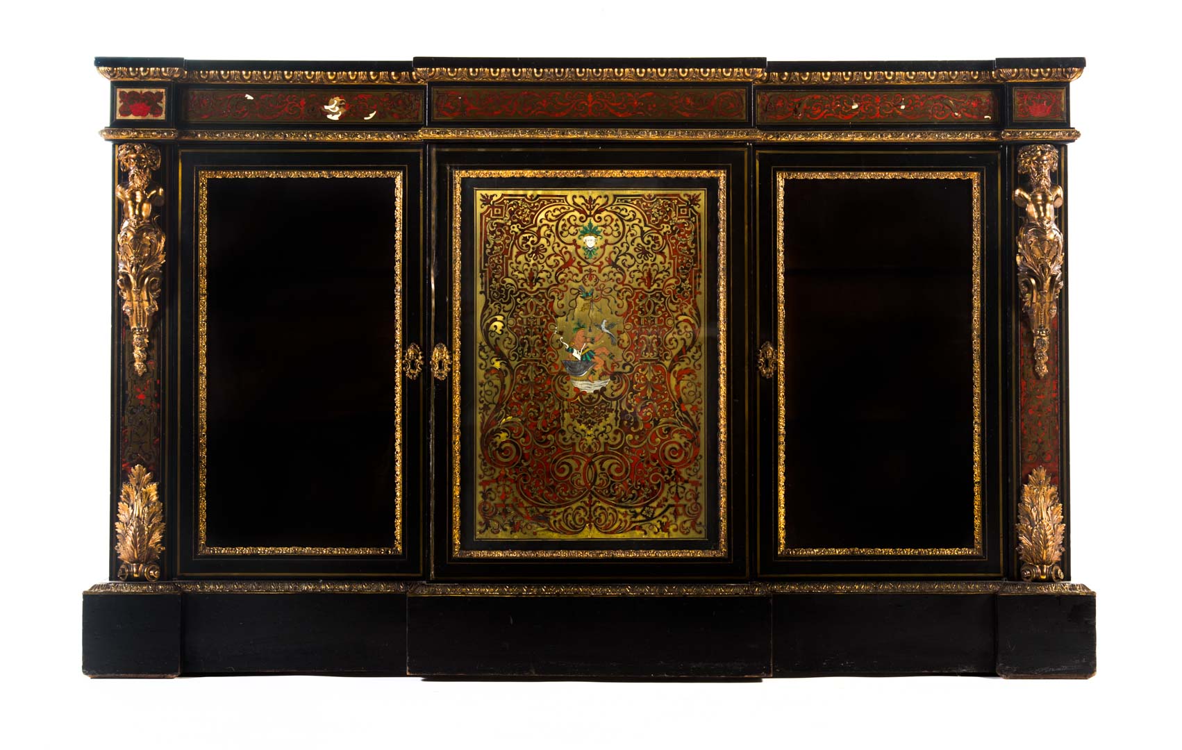 Appraisal: Napoleon III Boulle marquetry side cabinet circa ebonized flat top