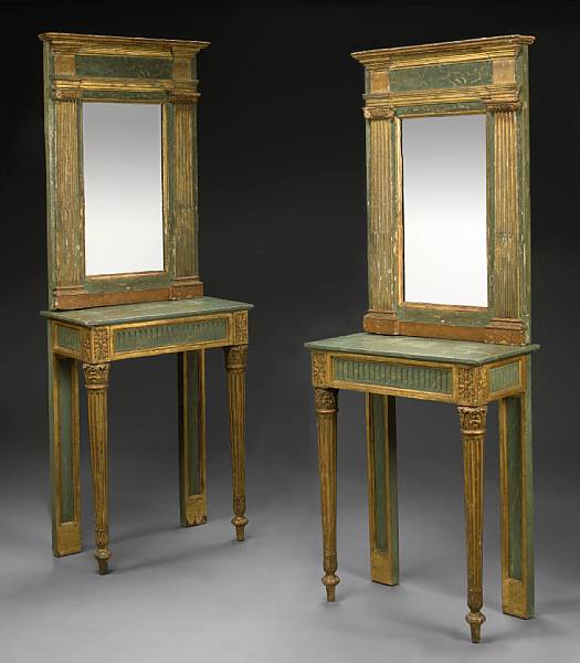 Appraisal: A pair of Louis XVI style parcel gilt and faux