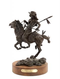 Appraisal: DAVID LEMON American b Buffalo Warrior Bronze ed H inches