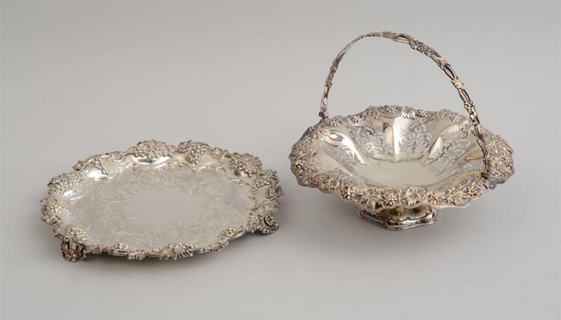 Appraisal: VICTORIAN SILVER FOOTED CAKE BASKET AND A VICTORIAN SILVER SALVER