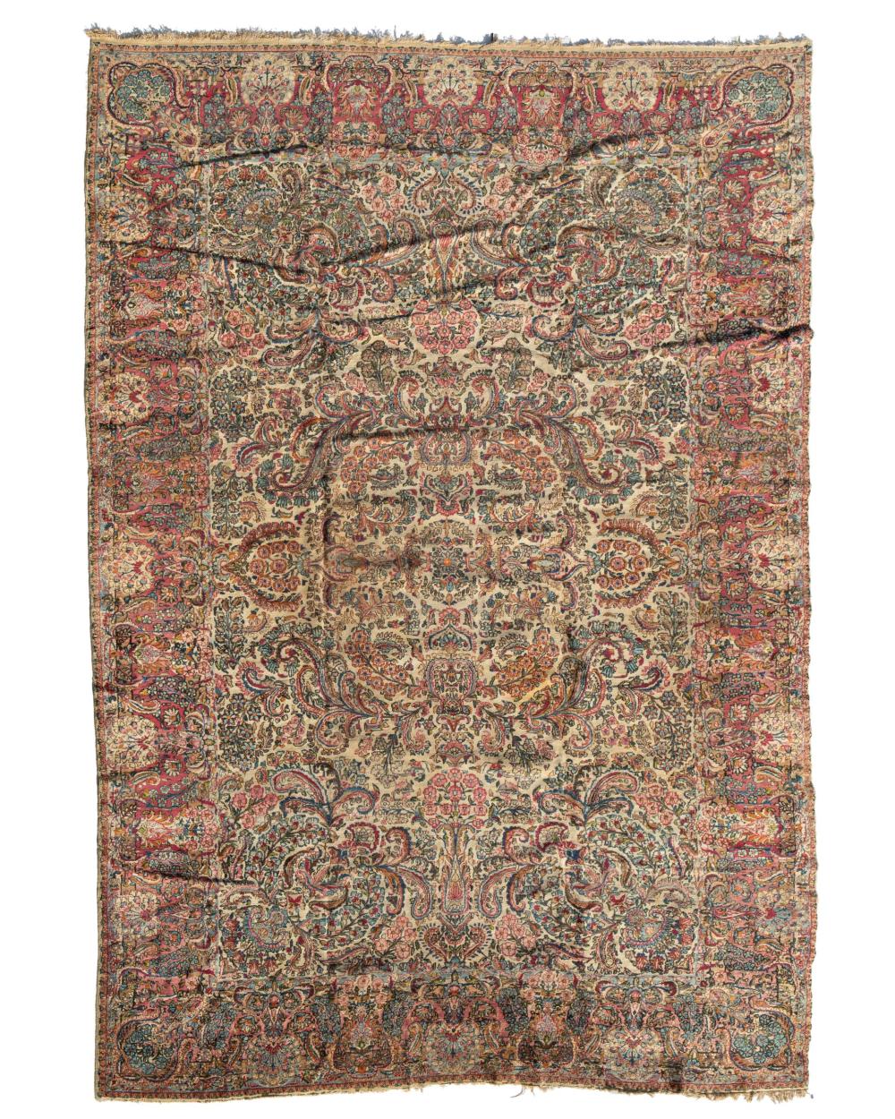 Appraisal: A Kerman area rug Second-Quarter th Century Wool on cotton