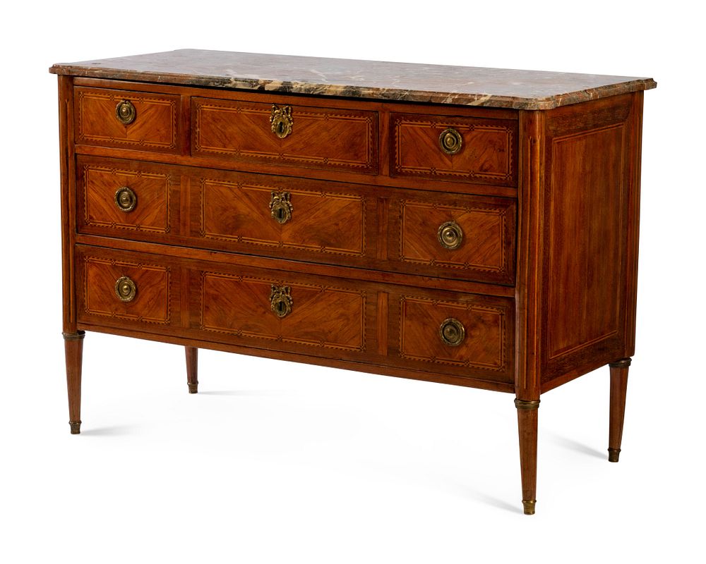 Appraisal: A Louis XVI Style Tulipwood and Marquetry Commode A Louis