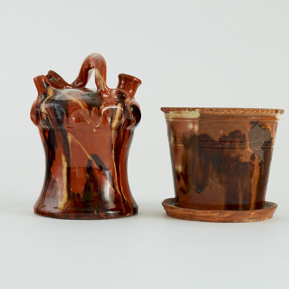 Appraisal: Group of Pennsylvania Redware Vessels Group of two Pennsylvania Redware