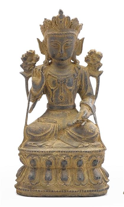 Appraisal: Chinese bronze model of Quanyin th century Single casting seated