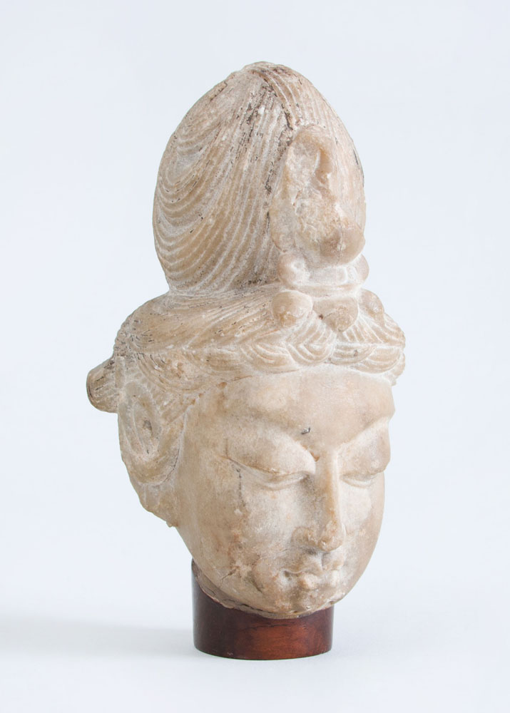 Appraisal: CHINESE CARVED MARBLE HEAD OF BUDDHA x in Property from