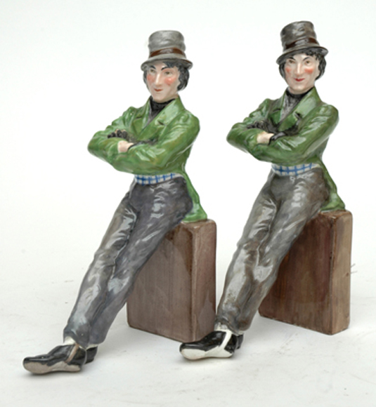 Appraisal: A PAIR OF CROWN STAFFORDSHIRE PORCELAIN FIGURES OF MR JINGLE