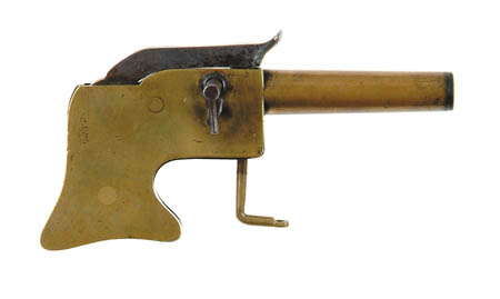 Appraisal: BURGLAR ALARM PISTOL Cal - rnd bbl percussion The brass