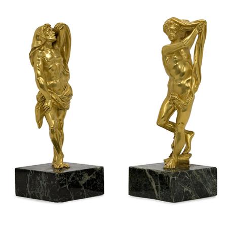 Appraisal: Pair of Continental Baroque Style Gilt-Bronze Figures Estimate -