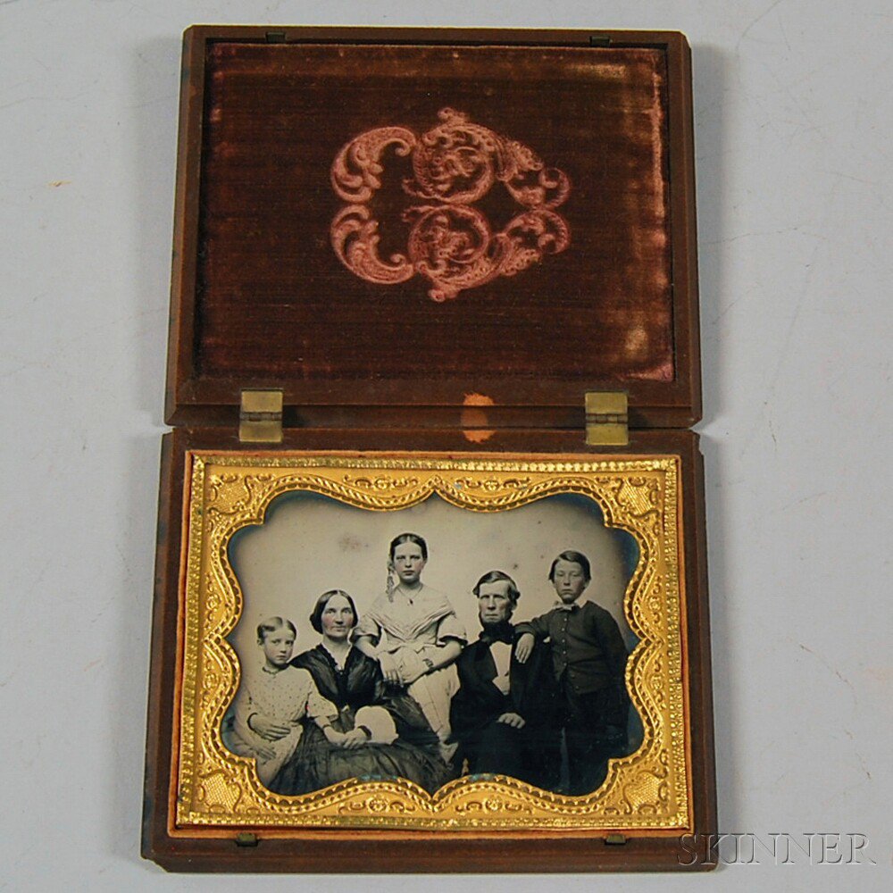 Appraisal: Half-plate Ambrotype Family Portrait depicting a mother and father two