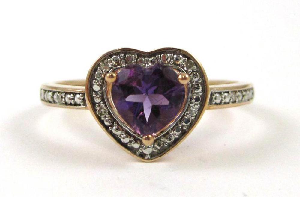 Appraisal: AMETHYST DIAMOND AND ROSE GOLD RING The k rose gold