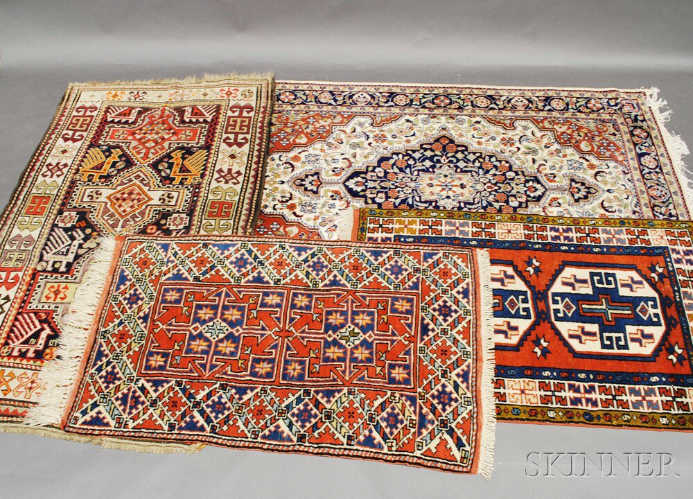 Appraisal: Four Modern Oriental Scatter Rugs Pakistan Western Anatolia Kurdish th