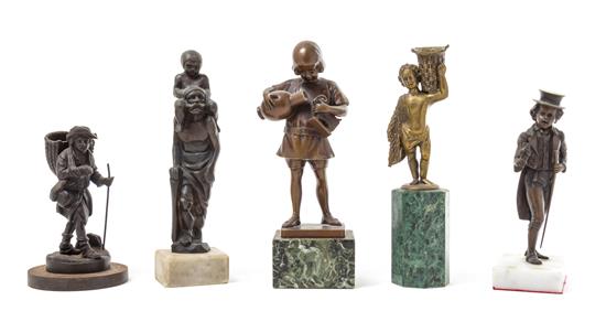 Appraisal: Sale Lot An Assembled Group of Five Bronze Figures comprising