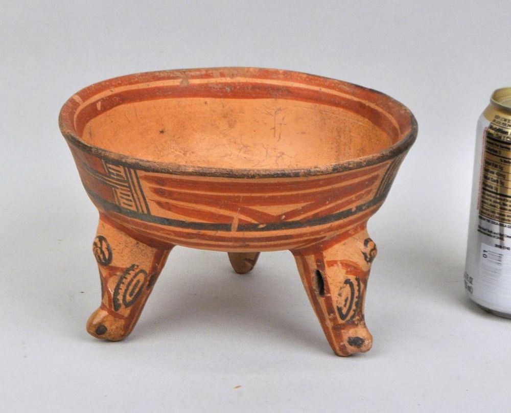 Appraisal: Pre-Columbian Style Footed Bowl polychrome decorated with zoomorphic feet high