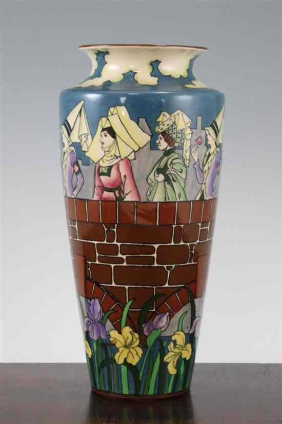 Appraisal: A Foley 'Intarsio' tapering cylindrical vase decorated with ladies in