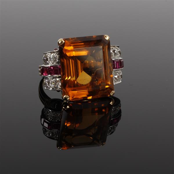 Appraisal: Vintage Retro K Yellow White Gold Square Citrine diamond and