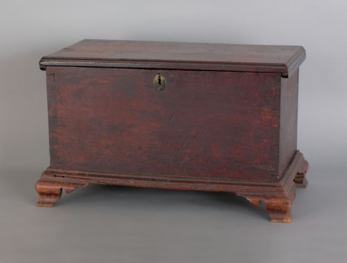 Appraisal: Pennsylvania miniature cherry blanket chest ca retaining an early dry