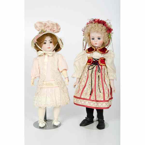 Appraisal: French Style Bisque Character Dolls French ca 's 's two