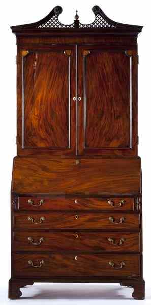 Appraisal: George III Chippendale Secretary Desklate th century mahogany and mahogany