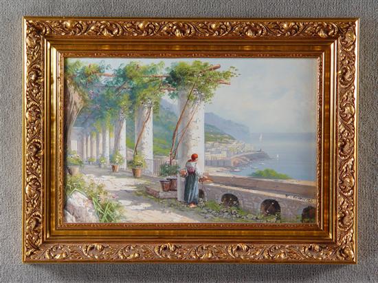 Appraisal: Italian Watercolor Circa Signed with illegible signature Nicely executed scene