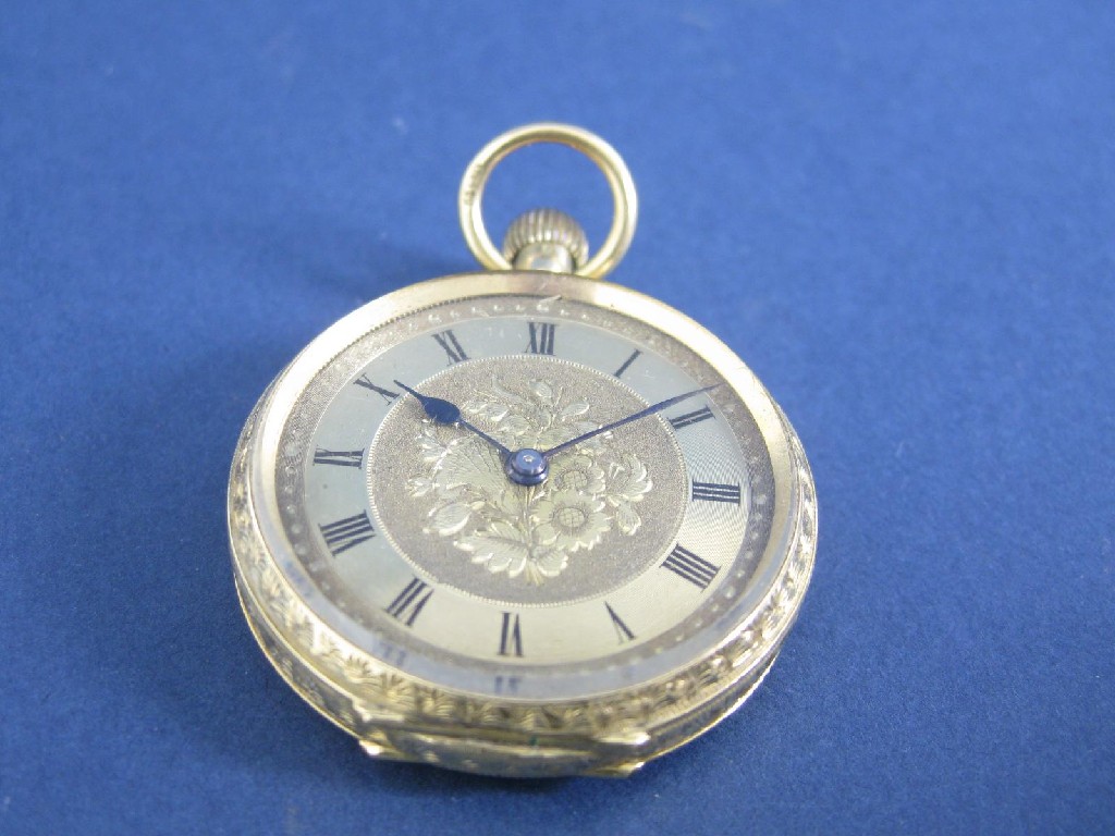 Appraisal: An ct gold cased ladies Fob Watch with floral engraved