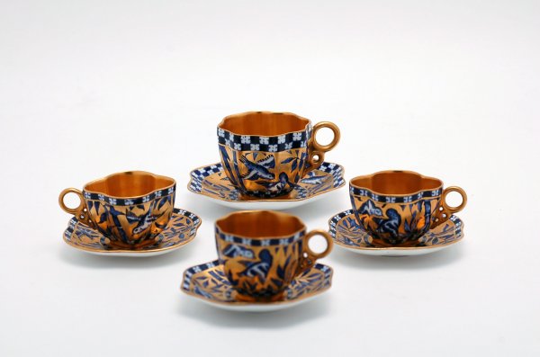 Appraisal: Set of four Coalport demitasse cups and saucers having blue