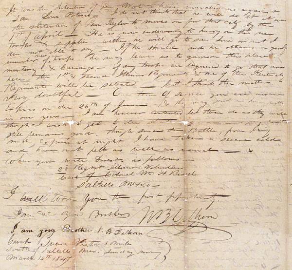 Appraisal: MEXICAN-AMERICAN WAR PHENOMENAL SOLDIER S LETTER FROM THE BATTLE OF